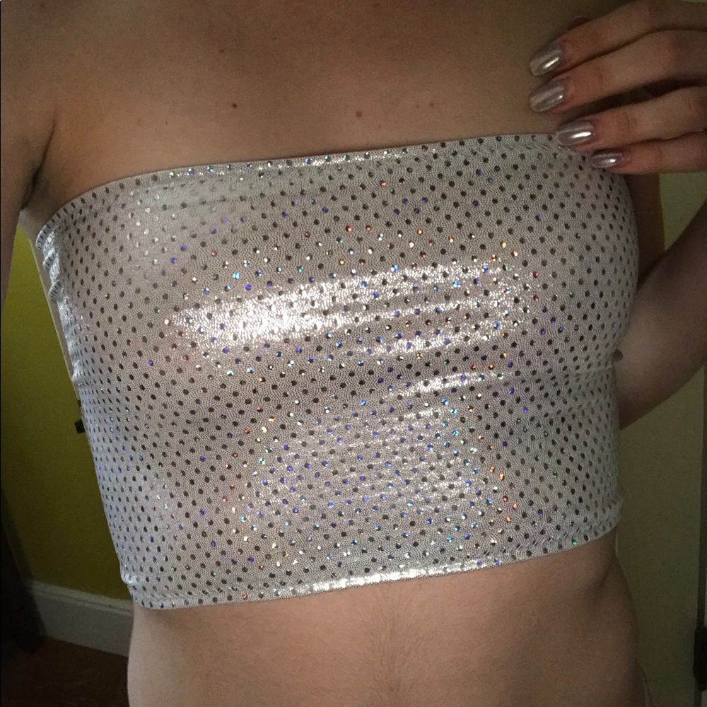 Silver glitter tube top